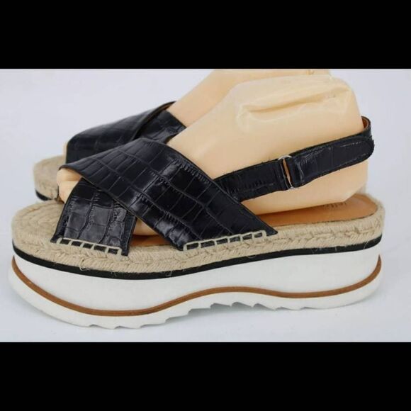 Jeffrey CampbellBlack Croc Wedge Espadrille Size 40/10. - Picture 1 of 11